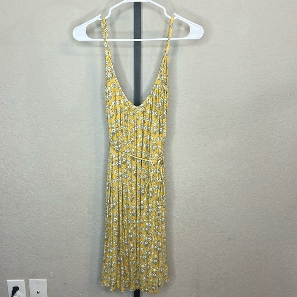 384 - Boden NWT Gold/Green/White Spaghetti Strap Midi Dress, Size 12